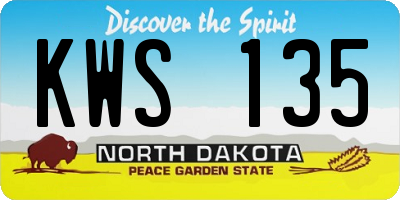 ND license plate KWS135