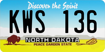 ND license plate KWS136