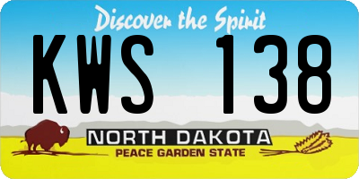 ND license plate KWS138