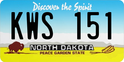 ND license plate KWS151