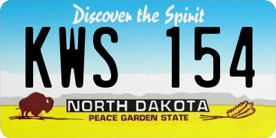 ND license plate KWS154