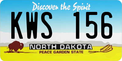 ND license plate KWS156