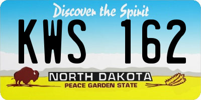 ND license plate KWS162