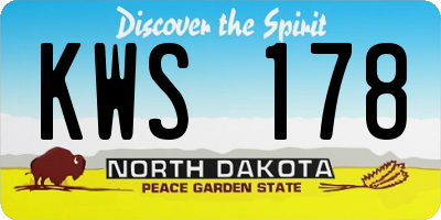 ND license plate KWS178