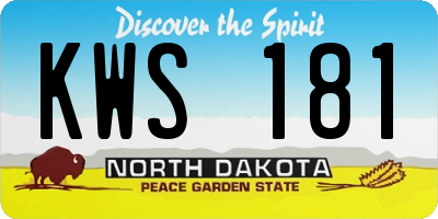 ND license plate KWS181