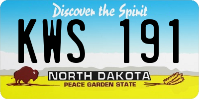 ND license plate KWS191