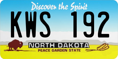 ND license plate KWS192