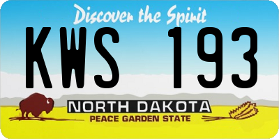 ND license plate KWS193