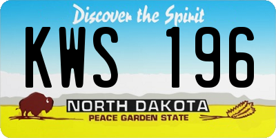 ND license plate KWS196
