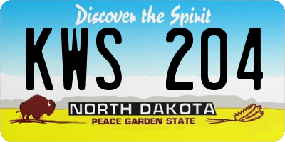 ND license plate KWS204