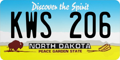 ND license plate KWS206