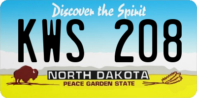 ND license plate KWS208