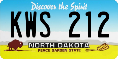 ND license plate KWS212