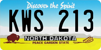 ND license plate KWS213