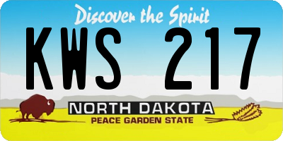 ND license plate KWS217