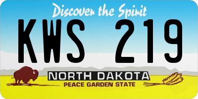 ND license plate KWS219
