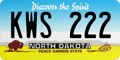 ND license plate KWS222