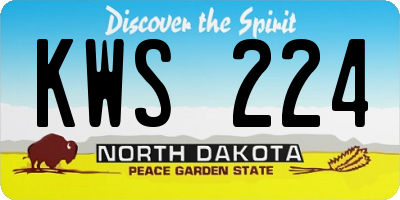 ND license plate KWS224