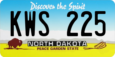 ND license plate KWS225