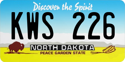 ND license plate KWS226