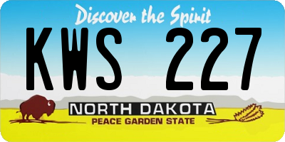 ND license plate KWS227