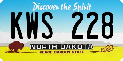 ND license plate KWS228