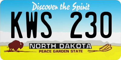 ND license plate KWS230
