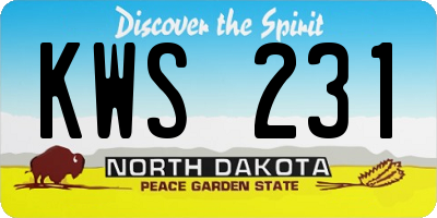 ND license plate KWS231