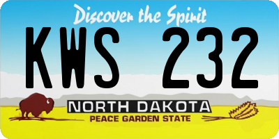 ND license plate KWS232