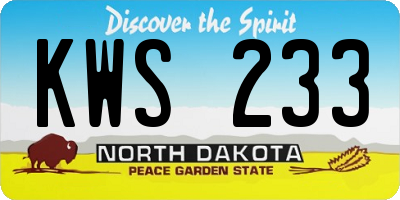 ND license plate KWS233