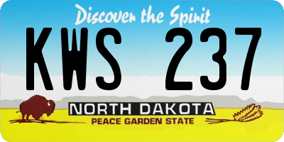 ND license plate KWS237