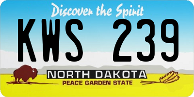 ND license plate KWS239