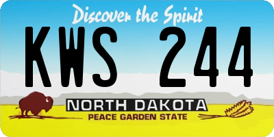 ND license plate KWS244