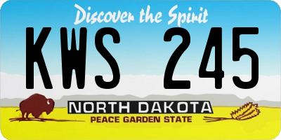 ND license plate KWS245