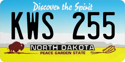ND license plate KWS255