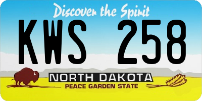 ND license plate KWS258