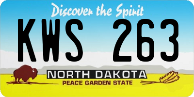 ND license plate KWS263