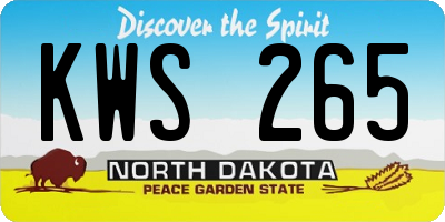 ND license plate KWS265