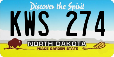 ND license plate KWS274