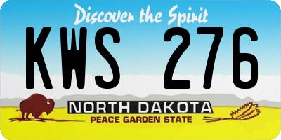 ND license plate KWS276