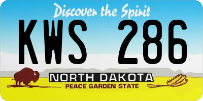 ND license plate KWS286