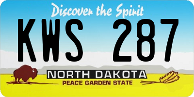 ND license plate KWS287