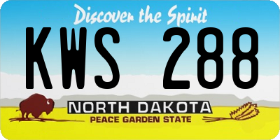 ND license plate KWS288