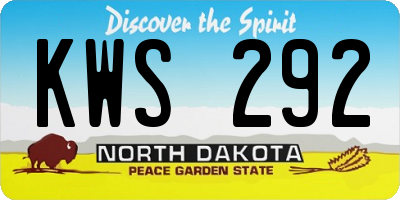 ND license plate KWS292