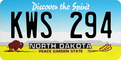 ND license plate KWS294