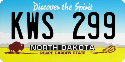 ND license plate KWS299
