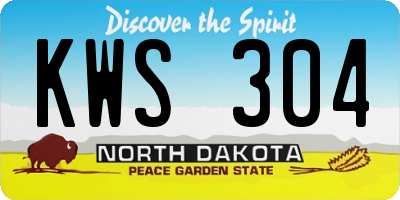 ND license plate KWS304
