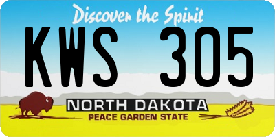 ND license plate KWS305
