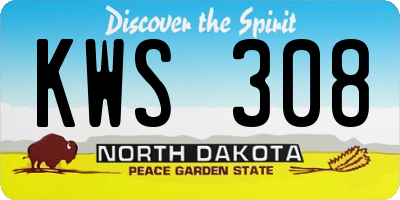 ND license plate KWS308