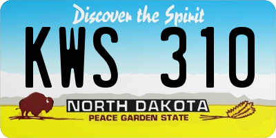 ND license plate KWS310